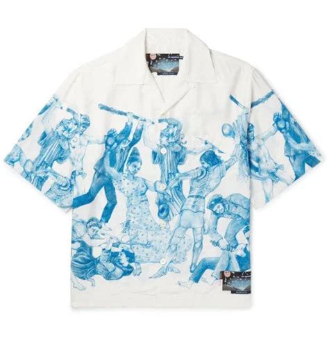 prada blue and white button up